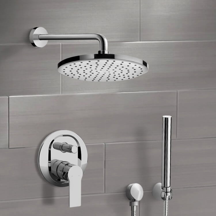 Shower Faucet Chrome Shower System With Rain Shower Head and Hand Shower Remer SFH60